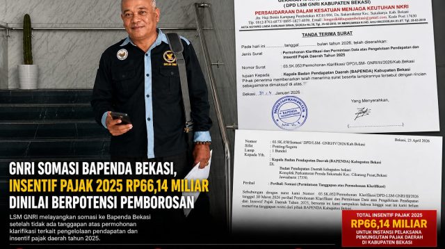 LSM GNRI Somasi Bapenda Kabupaten Bekasi Terkait Insentif Pajak Rp 66,14 Miliar