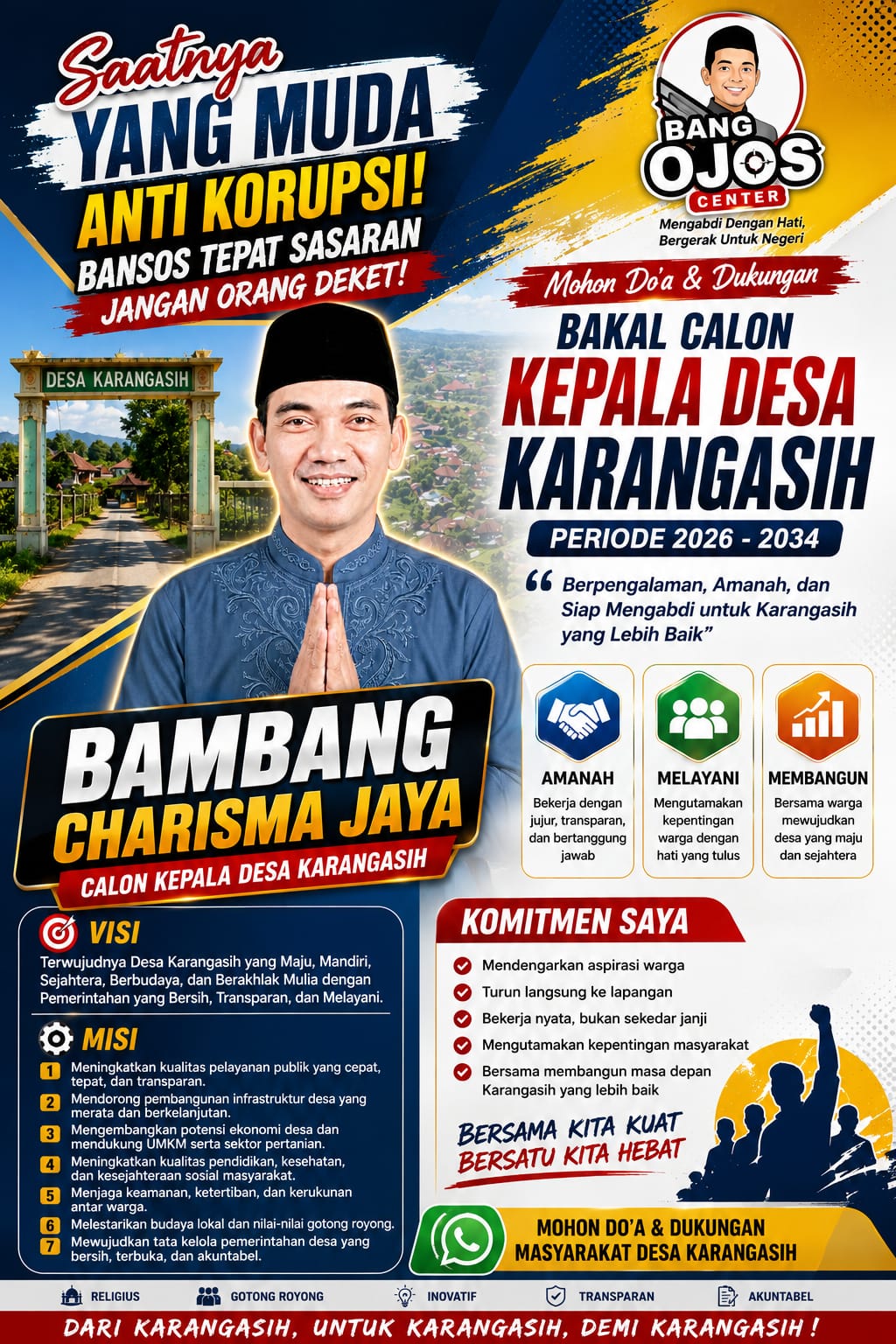Usung Semangat Perubahan, Bambang Charisma Jaya Siap Wujudkan Karangasih Maju dengan Pemerintahan Bersih dan Transparan
