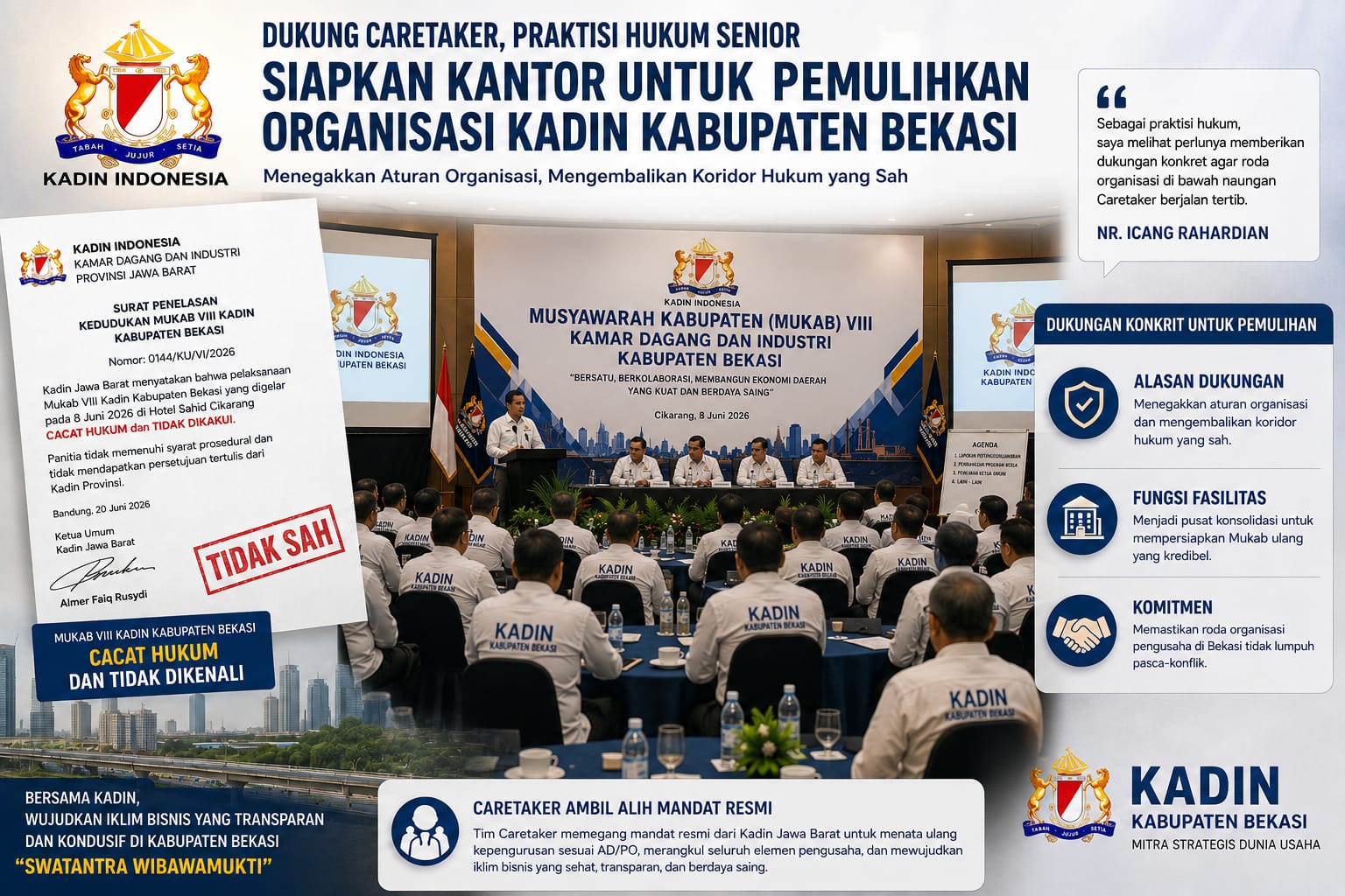 MUKAB VIII Cacat Hukum, Praktisi Hukum Siapkan Kantor untuk Tim Caretaker Kadin Kabupaten Bekasi
