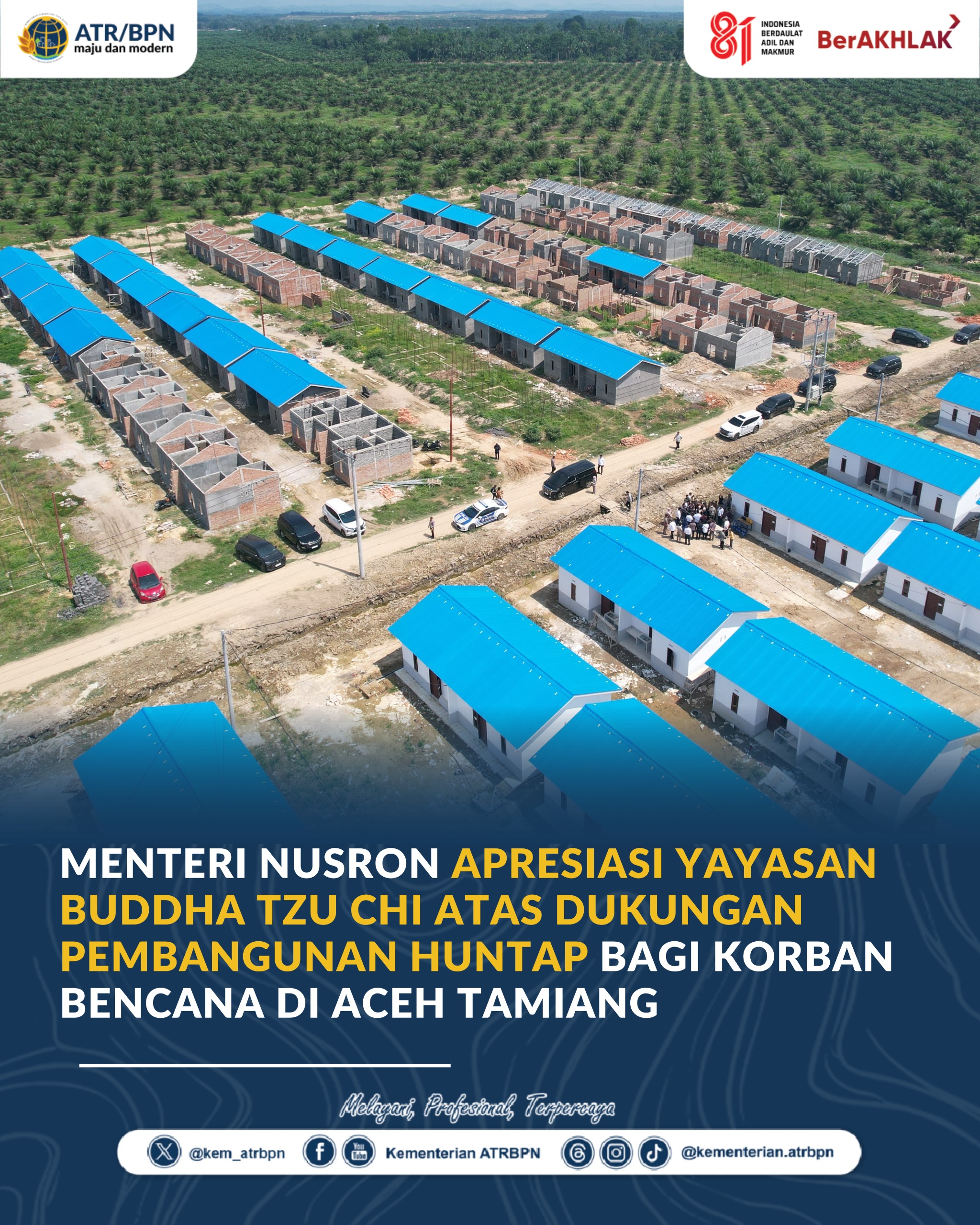 Wacana Bangun 500 Unit Rumah Huntap bagi Korban Bencana di Aceh Tamiang, Menteri Nusron Apresiasi Dukungan Yayasan Buddha Tzu Chi