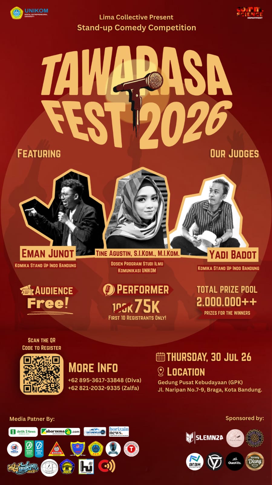 TAWARASA FEST 2026 Jadi Panggung Kreativitas Komika Muda di Bandung