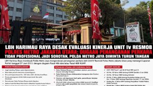 Kritik Kinerja Resmob Polres Jakut, LBH Harimau Raya Minta Polda Metro Turun Tangan