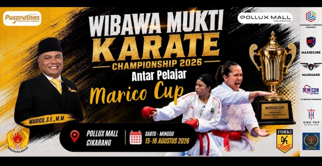 Wibawa Mukti Karate Championship 2026, Marico Cup Siap Adu Talenta Karate Pelajar di Pollux Mall Cikarang