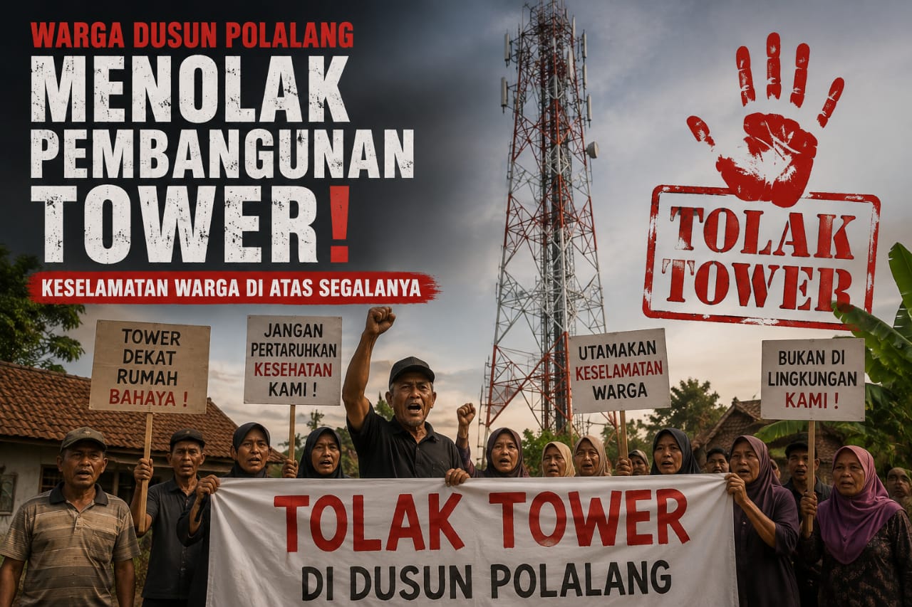 Keterangan foto : Warga Polalang Tetap Tolak Tower, Madrawi Minta Perlindungan Pemdes, Camat, dan Perusahaan
