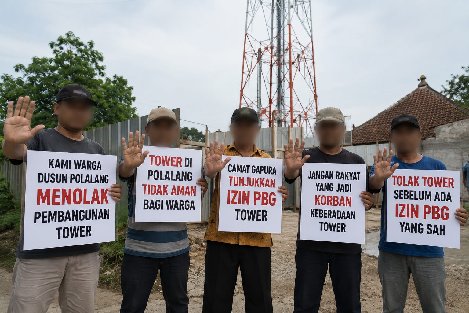 Keterangan foto : Lima Warga Dusun Polalang Menolak Pembangunan Tower, Minta Camat Tunjukkan Dokumen Perizinan