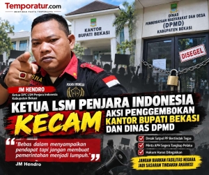 Keterangan foto : Ketua LSM Penjara Indonesia Kecam Aksi Penggembokan Kantor Bupati Bekasi dan Dinas DPMD