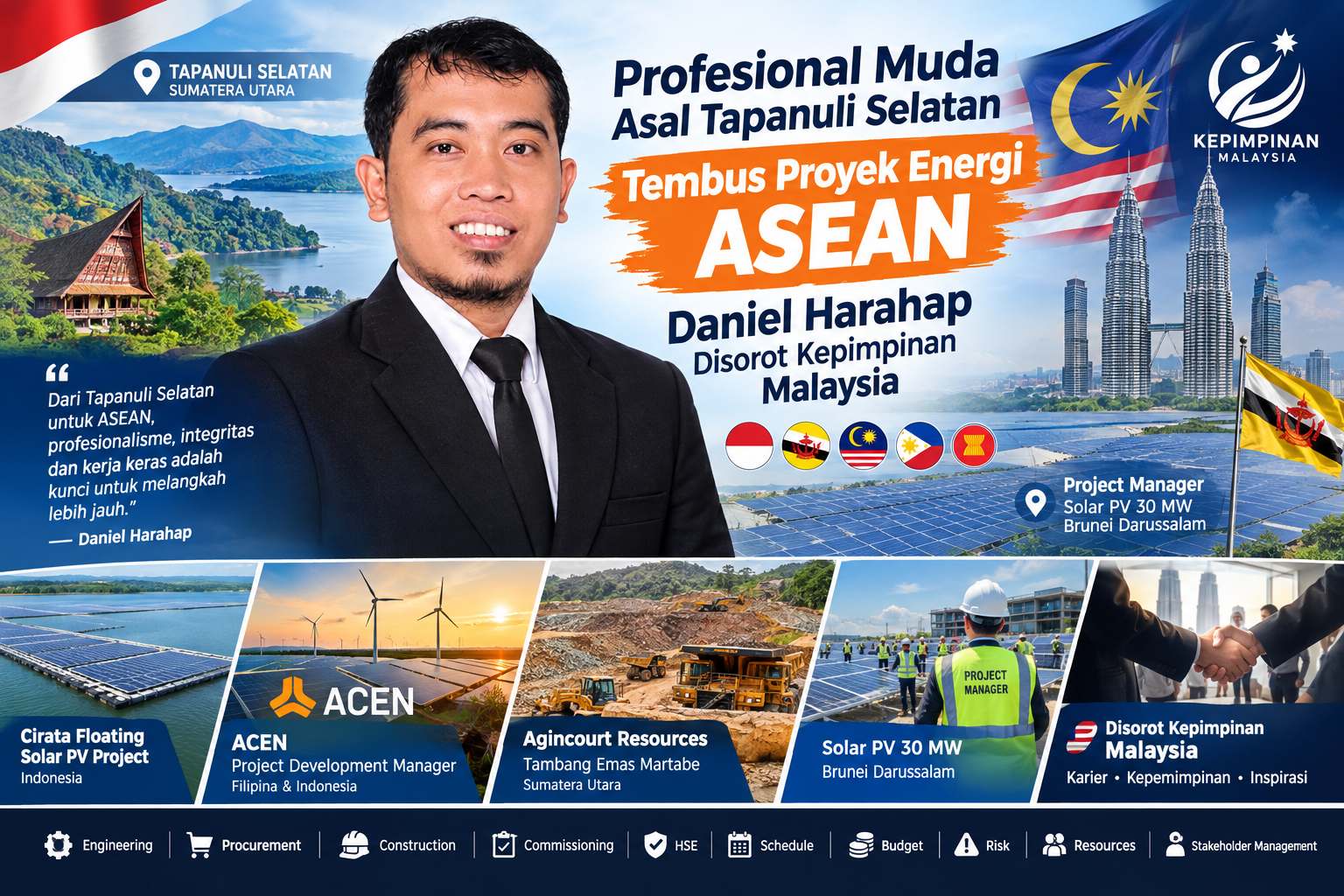 Keterangan foto : Profesional Muda Asal Tapanuli Selatan Tembus Proyek Energi ASEAN, Daniel Harahap Disorot Kepimpinan Malaysia