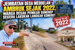 Keterangan foto : Jembatan Desa Meddelan Ambruk Sejak 2022, Warga Desak Pemkab Sumenep Segera Lakukan Langkah Konkret