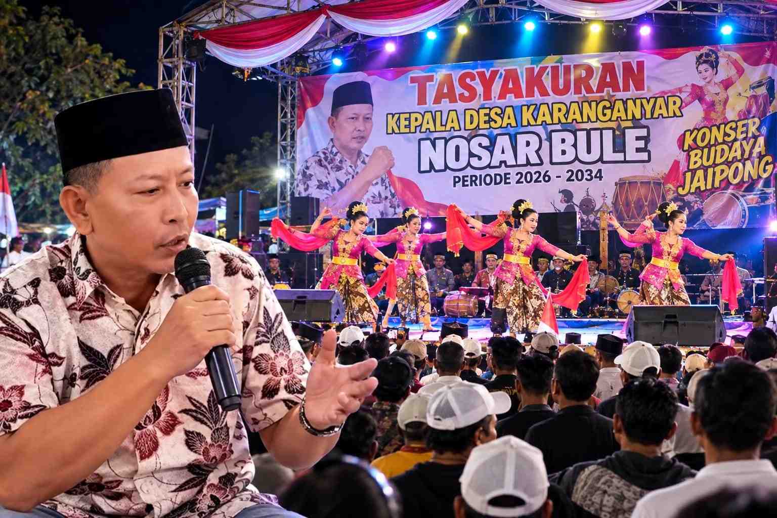 Keterangan foto : Gelar Konser Seni Jaipong, Kades Terpilih Karanganyar Nosar Bule Ajak Warga Bersatu Bangun Desa