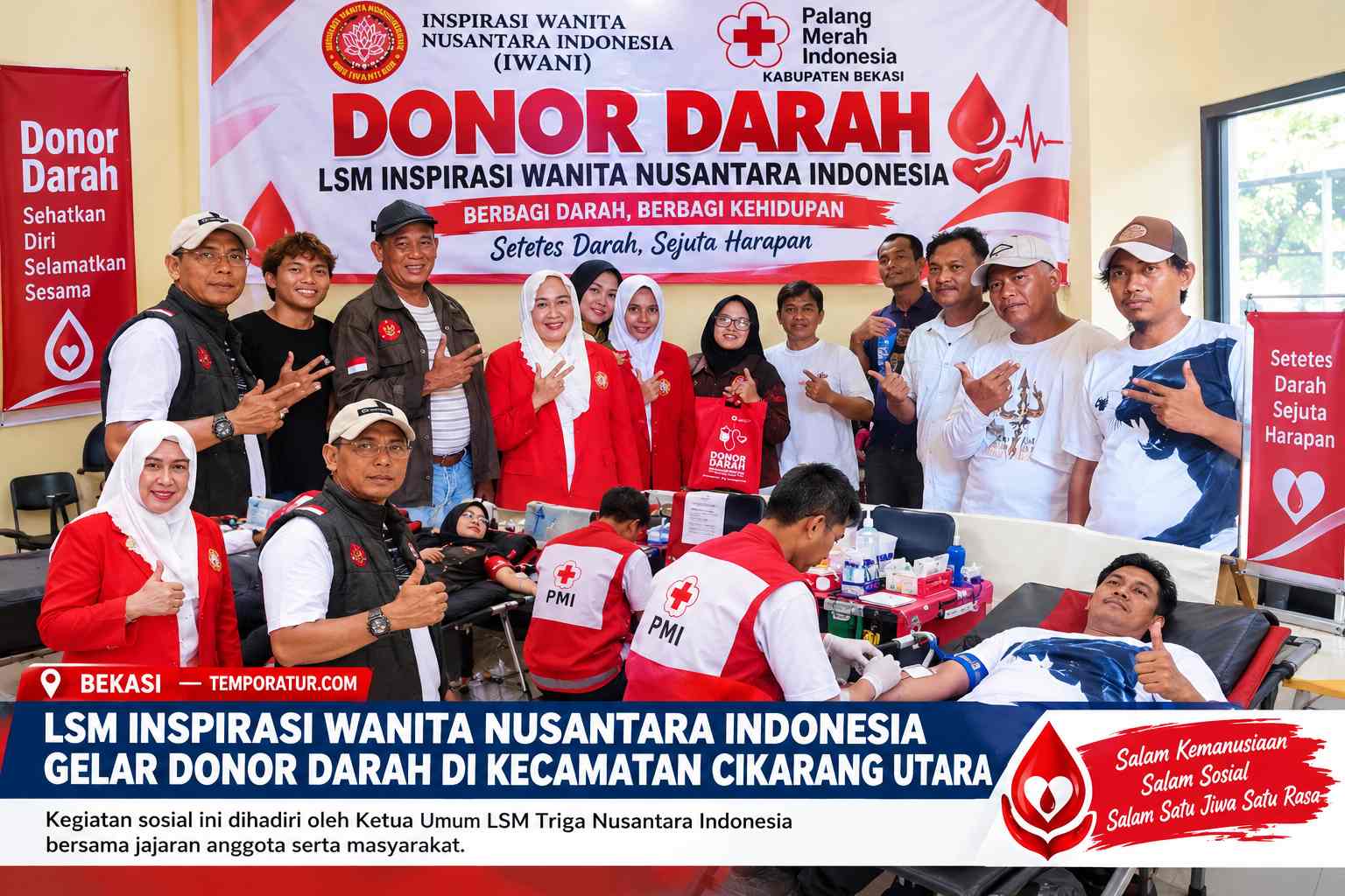Keterangan foto : LSM Inspirasi Wanita Nusantara Indonesia Gelar Donor Darah di Kecamatan Cikarang Utara