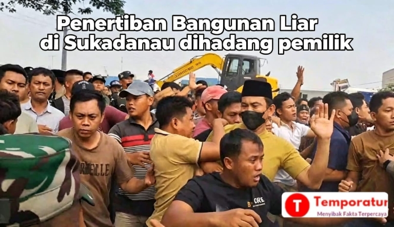 Keterangan foto: Eksekusi Bangunan Liar  Pinggir Tol Jakarta-Cikampek di Sukadanau Berlangsung Tegang, Petugas Dihadang Pemilik Bangli Rabu 2/9/2026