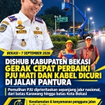 Keterangan foto : Dishub Kabupaten Bekasi Gerak Cepat Perbaiki PJU Mati dan Kabel Dicuri di Jalan Pantura (Dok.Temporatur.com)