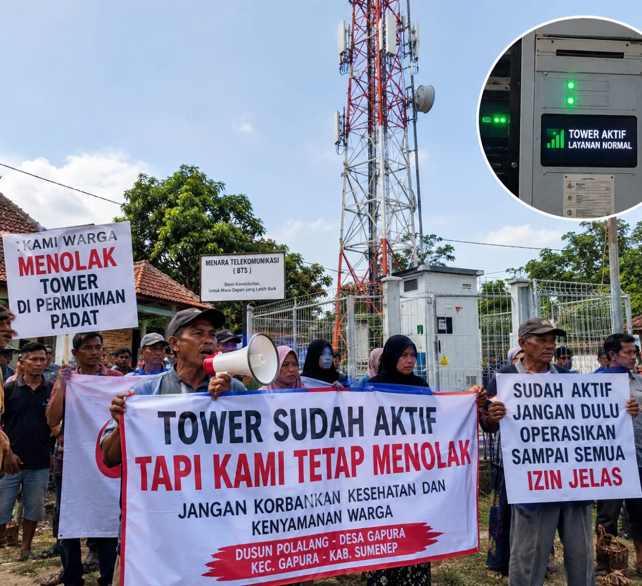 Keterangan foto : Pascamutasi Camat Gapura, Warga Tegaskan Tolak Pembangunan Tower di Polalang Sumenep Tetap Berlanjut