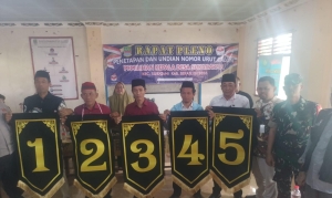 Keterangan foto : Penetapan dan pengambilan nomor urut calon Pilkades Sukadarma