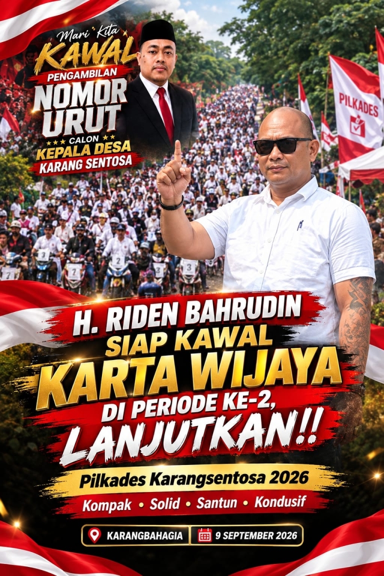 Keterangan foto : Pilkades Karangsentosa: H. Riden Bahrudin Siap Kawal Karta Wijaya Menuju Periode Kedua