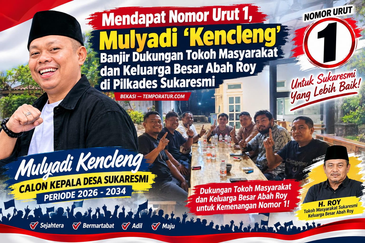 Keterangan foto ::Mendapat Nomor Urut 1, Mulyadi 'Kencleng' Banjir Dukungan Tokoh Masyarakat dan Keluarga Besar Abah Roy di Pilkades Sukaresmi