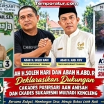 Foto : Abah H.Soleh Hari dan Abah H.Abd.Roy Deklarasikan Dukungan Cakades Pasirsari Aan Anisah dan Ckades Sukaresmi Mulyadi Kencleng