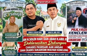 Foto : Abah H.Soleh Hari dan Abah H.Abd.Roy Deklarasikan Dukungan Cakades Pasirsari Aan Anisah dan Ckades Sukaresmi Mulyadi Kencleng