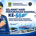 Keterangan foto : Pemerintah Kabupaten Bekasi menggelar upacara peringatan Hari Perhubungan Nasional (Harhubnas) di Plaza Pemda Kabupaten Bekasi pada Kamis, 17 September 2026.