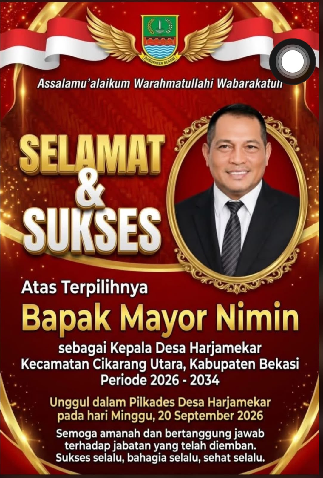 Keterangan foto : Raih Perolehan Suara Tertinggi, Mayor Nimin Terpilih Jadi Kepala Desa Harjamekar Periode 2026–2034