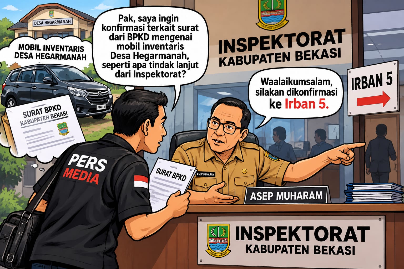 Keterangan foto : Konfirmasi Mobil Inventaris Desa Hegarmanah, Inspektorat Arahkan ke Irban 5 (ft.ilustrasi)
