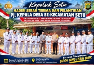 Keterangan foto : Polsek Setu Perkuat Sinergi dengan Pemerintahan Desa melalui Pengamanan Pelantikan Pj. Kades