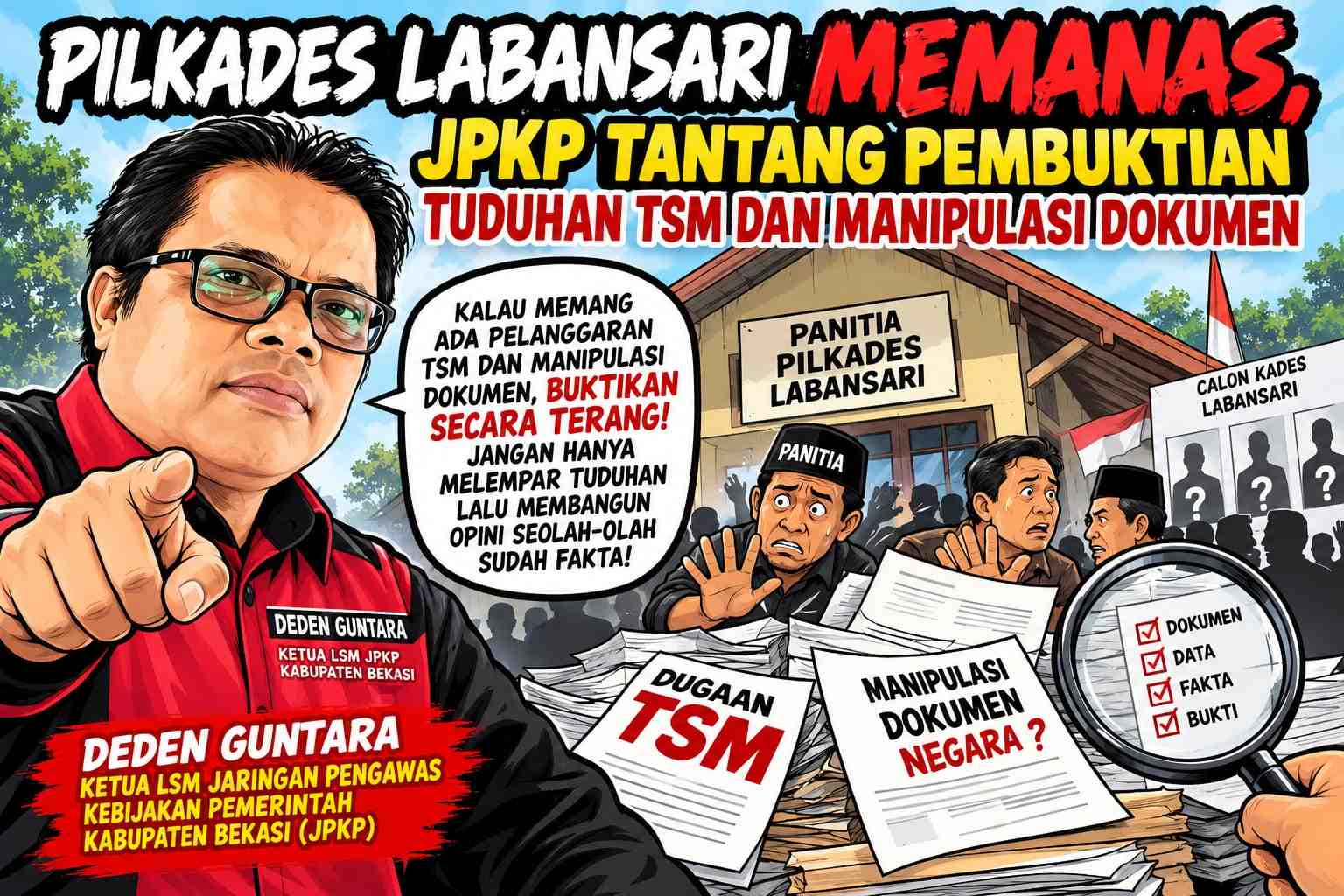 Keterangan foto : PILKADES LABANSARI MEMANAS, JPKP TANTANG PEMBUKTIAN TUDUHAN TSM DAN MANIPULASI DOKUMEN (ft.ilustrasi)