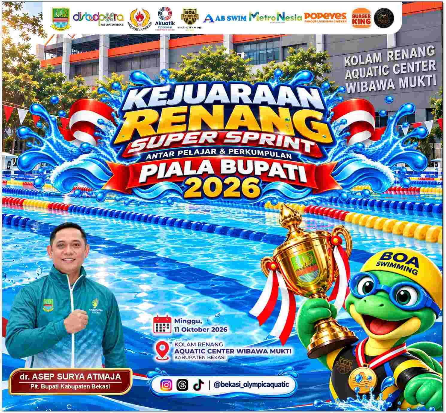 Keterangan foto : Piala Bupati Bekasi 2026: Ajang Pembinaan dan Pencarian Bibit Atlet Renang Muda Resmi Digelar