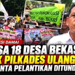 Keterangan foto: Sejumlah Massa Perwakilan 18 Desa Bekasi Gelar Aksi Unras Desak Pemilihan Ulang Pilkades 2026 dan Penundaan Pelantikan, (Jakarta, Kamis,15/10/2026)