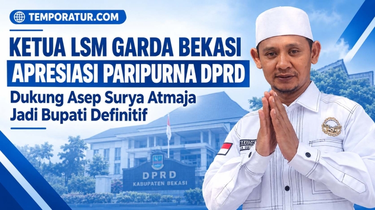 Keterangan foto : Samsudin Ketua LSM Garda Bekasi Apresiasi Paripurna DPRD, Dukung Asep Surya Atmaja Jadi Bupati Definitif