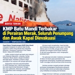Keterangan foto : Kapal Motor Penyeberangan (KMP) Batu Mandi mengalami kebakaran di perairan Selat Sunda, tepatnya di sekitar Pulau Merak Kecil, Kelurahan Mekarsari, Kecamatan Pulomerak, Kota Cilegon, Banten, Selasa (20/10/2026) sore.