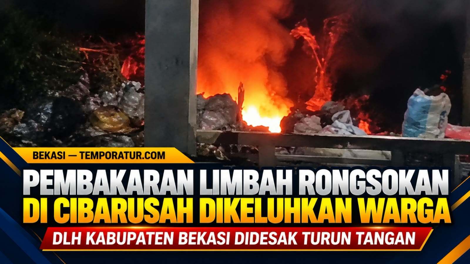 Keterangan foto: Pembakaran Limbah Rongsokan di Cibarusah Dikeluhkan Warga