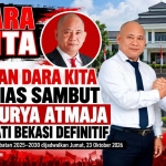 Keterangan foto : Ketua Relawan Dara Kita H.Riden Bahrudin bersama Bupati Bekasi dr Asep Surya Atmja