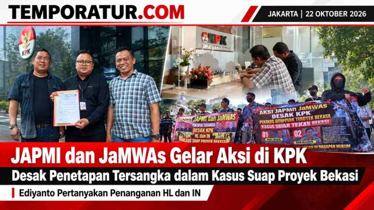 Keterangan foto : JAPMI dan JaMWAs Gelar Aksi di KPK, Desak Penetapan Tersangka Baru dalam Kasus Suap Proyek Bekasi