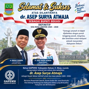 Keterangan foto : H. Wasju Juanda Ketua Gapensi Kabupaten Bekasi bersama Bupati Bekasi dr. Asep Surya Atmaja