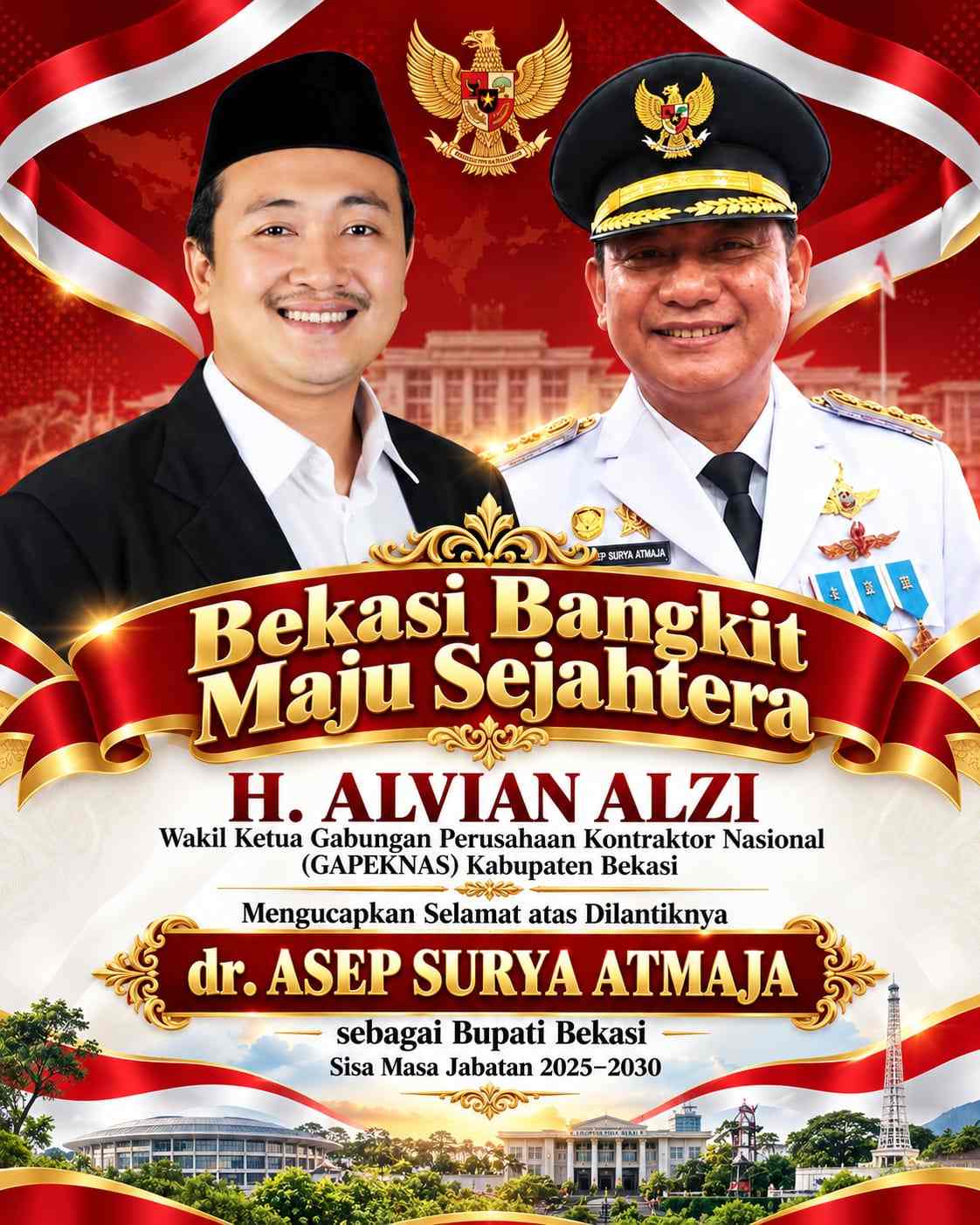 Keterangan foto : H. Alvian Alzi Ucapkan Selamat atas Pelantikan dr. Asep Surya Atmaja sebagai Bupati Bekasi
