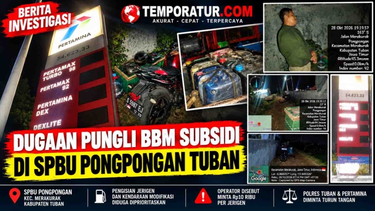 Keterangan foto : Dugaan Pungli BBM Subsidi di SPBU Pongpongan Tuban, Operator Disebut Minta Rp10 Ribu per Jerigen (ft.Tim Investgasi Media)