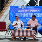 Keterangan foto: Komite Nasional Pemuda Indonesia (KNPI) Kecamatan Cikarang Timur menggelar diskusi publik bertajuk “Peran Strategis Pemuda dalam Menghadapi Kawasan Industri di Wilayah Kecamatan Cikarang Timur” di Wisata Kawung Tilu, Kecamatan Cikarang Timur, Kabupaten Bekasi, Rabu (28/10/2026).