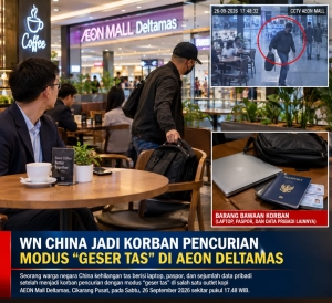 Keterangan foto : Tas WN China Dicuri Saat Pertemuan Bisnis di AEON Mall Deltamas