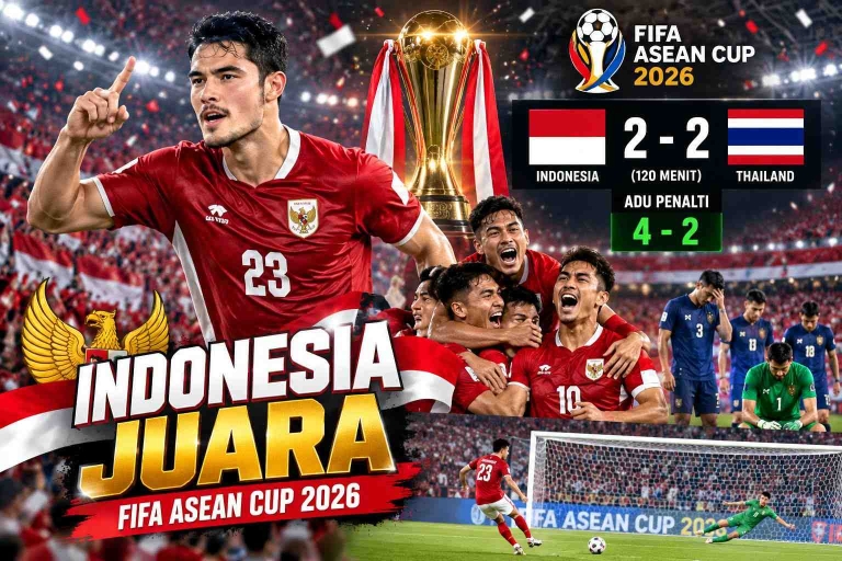 Keteragan foto : Indonesia Juara FIFA ASEAN Cup 2026, Taklukkan Thailand Lewat Adu Penalti