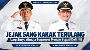 Keterangan foto : Plt Bupati Bekasi dr Asep Surya Atmaja (kiri) & almarhum mantan Bupati Bekasi H. Eka Supria Amaja, SH