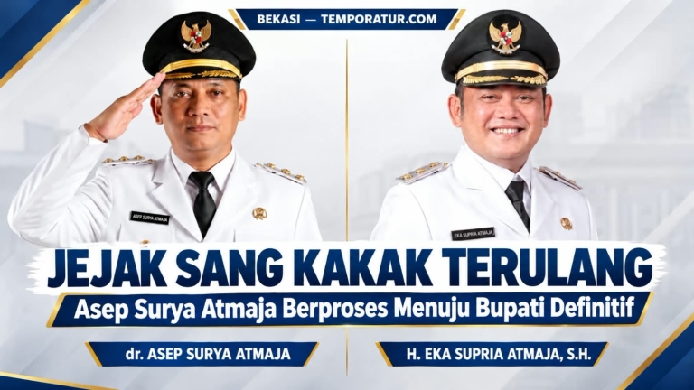 Keterangan foto : Plt Bupati Bekasi dr Asep Surya Atmaja (kiri) & almarhum mantan Bupati Bekasi H. Eka Supria Amaja, SH
