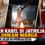 Keterangan foto : Galian Kabel PLN di Jatireja Cikarang Timur Dikeluhkan Warga, Rumah dan Jalan Dilaporkan Retak