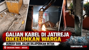Keterangan foto : Galian Kabel PLN di Jatireja Cikarang Timur Dikeluhkan Warga, Rumah dan Jalan Dilaporkan Retak