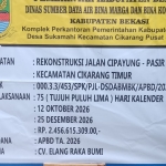 Keterangan foto : Proyek Rekonstruksi Jalan Cipayung–Pasir Tanjung
